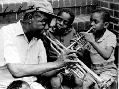Chris Barham took these iconic photos of Louis Armstrong on the front steps of his Queens home with the children in his neighborhood.